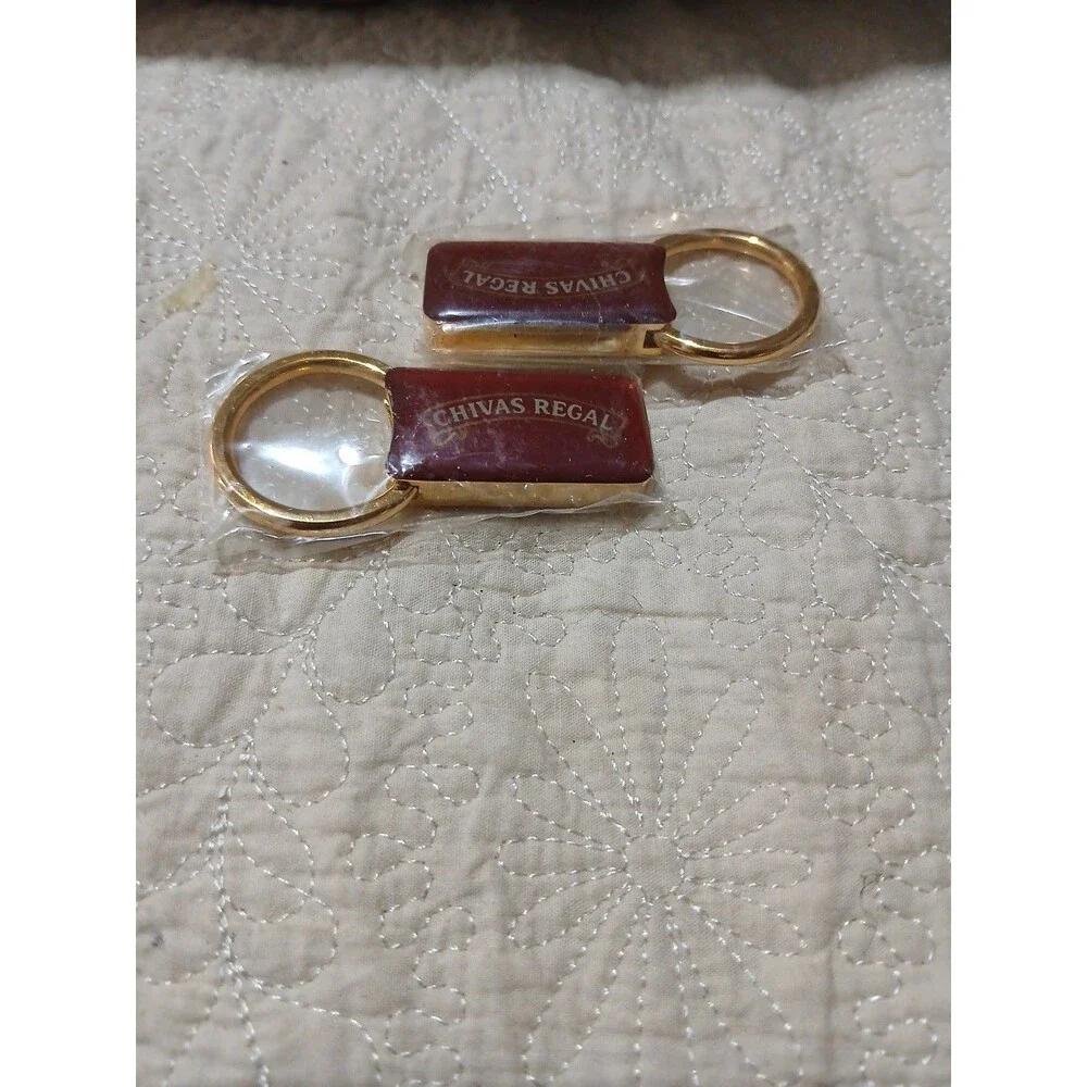 Chivas Regal Red and Gold Heavy Keychain Ring Set of 2